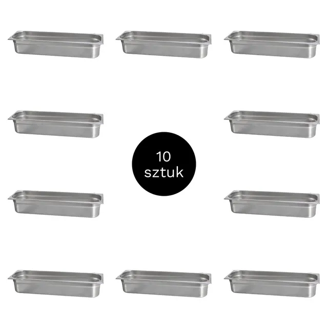 Contenitori GN 2/4 acciaio inox 16,2x53x10 cm 10 pezzi