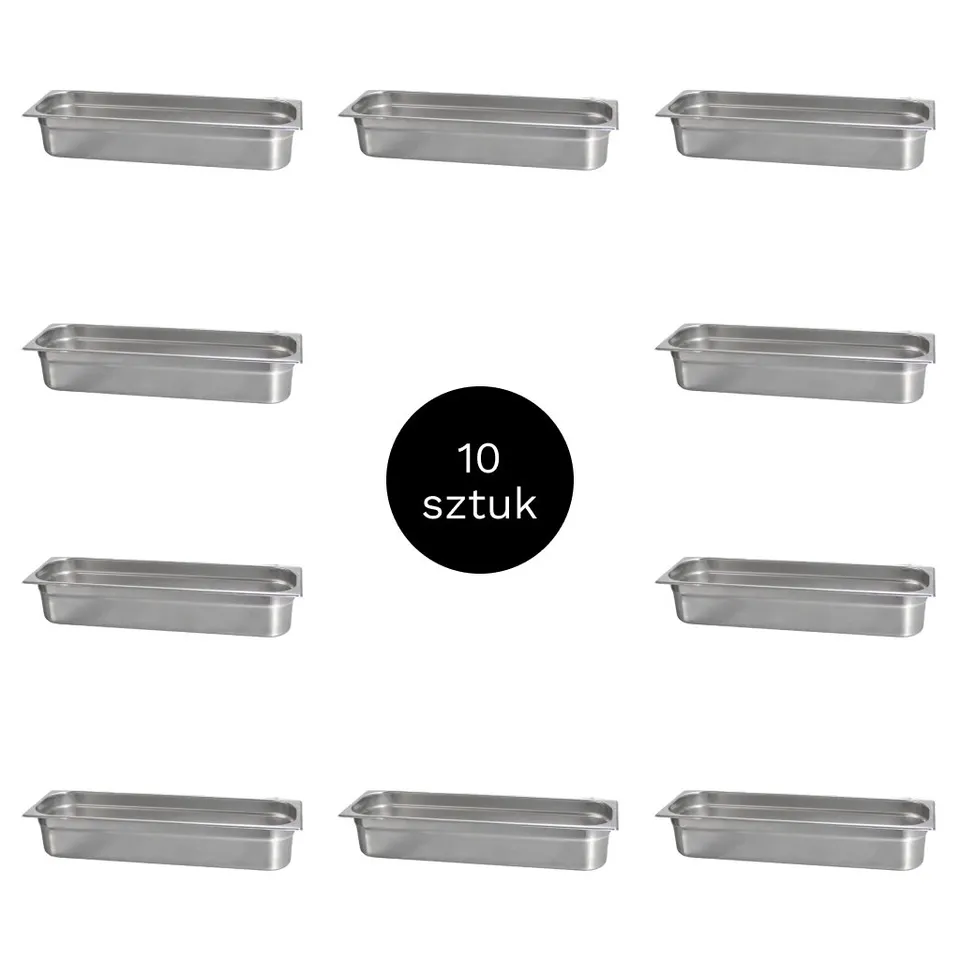 Contenitori GN 2/4 acciaio inox 16,2x53x10 cm 10 pezzi