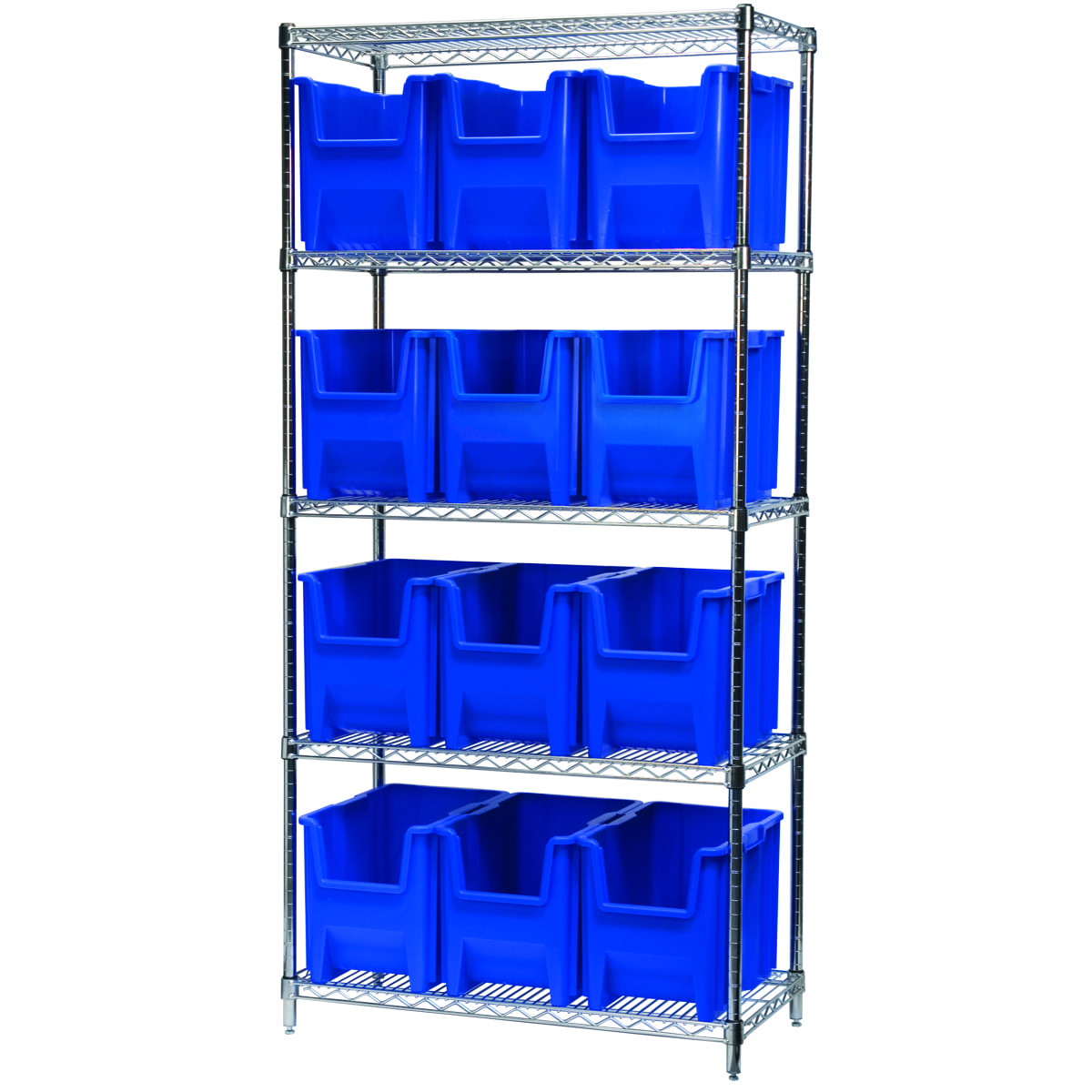 Akro-Mils AWS183613014 scaffale 5 ripiani con 12 box metallo