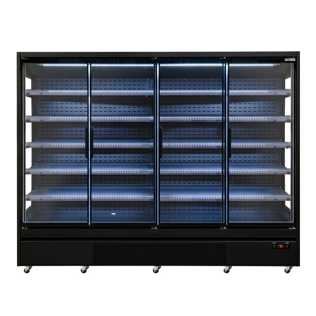 Mega-M Hugo Plus RU banco frigo nero L-250 cm porte vetro