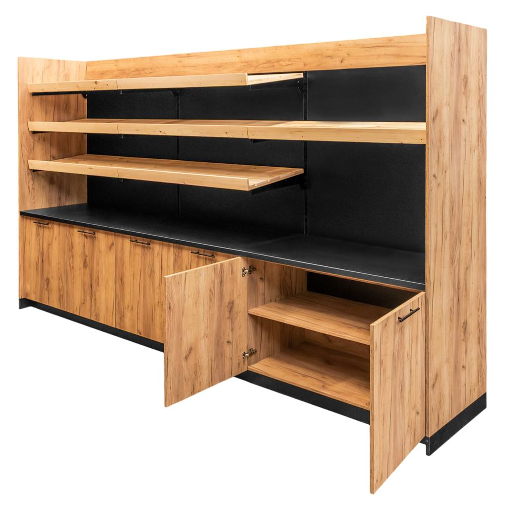 Mega-M Scaffale espositivo cassa 230x364x63 cm rovere