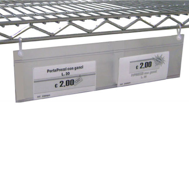 Agosistem portaprezzi con ganci 58 cm trasparente