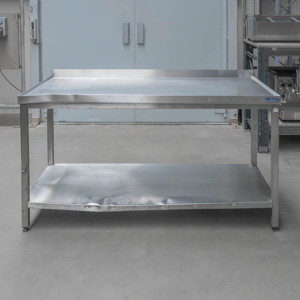 Ascobloc 160x80x85 Tavolo Inox con Ripiano Acciaio