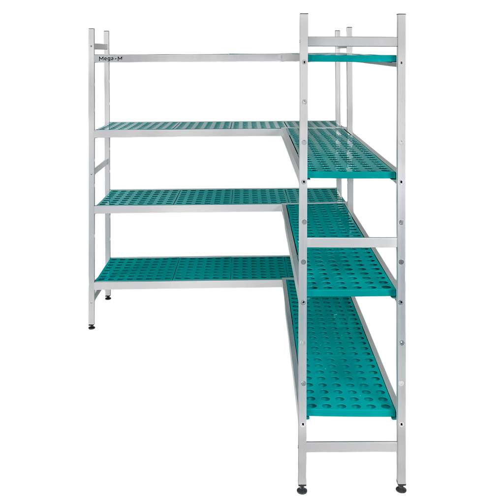 Mega-M Alufri scaffale alluminio angolare 154x151 cm 4 ripiani