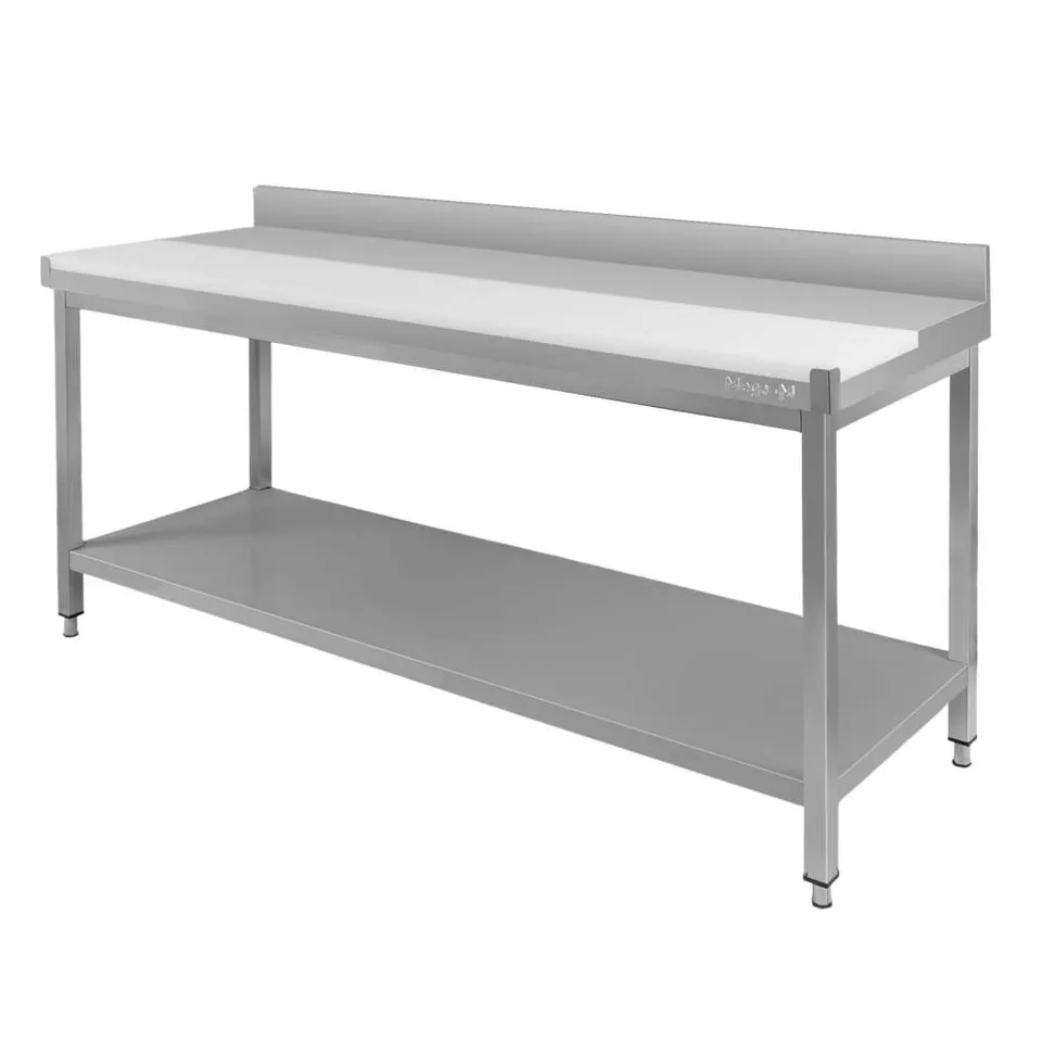 Mega-M Tavolo Inox Macellaio 180x70x85 Tagliere Ripiano