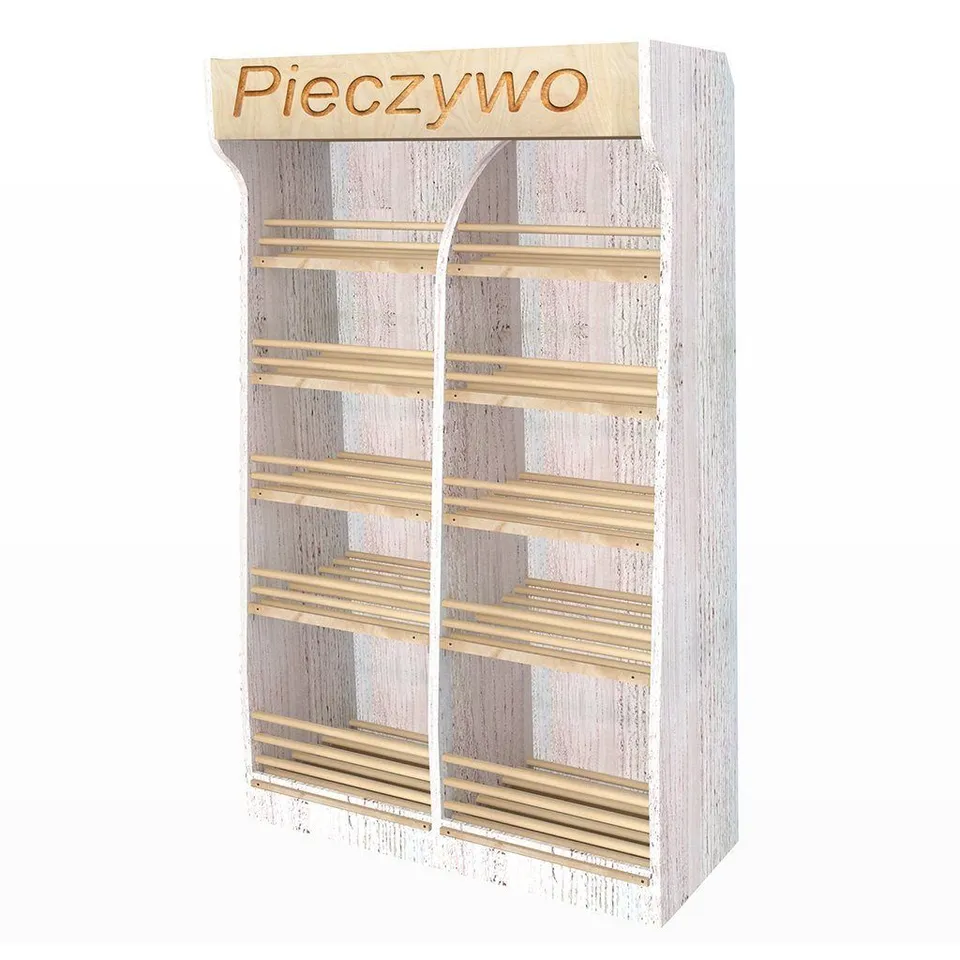 Scaffale pane 200x100x50 plexi LED pino sbiancato 10 ripiani