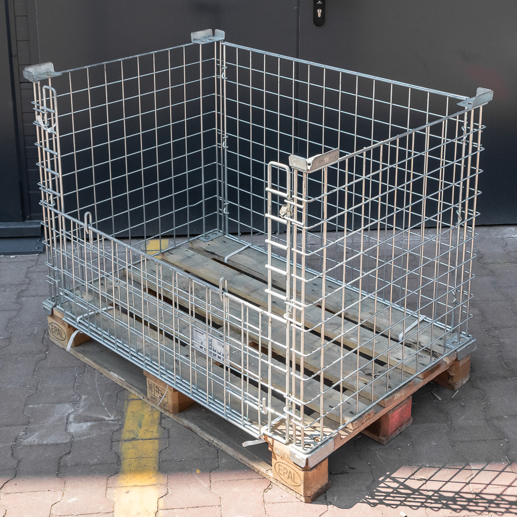 Gitterbox 120x80 cm cesta rete pallet sportello lungo