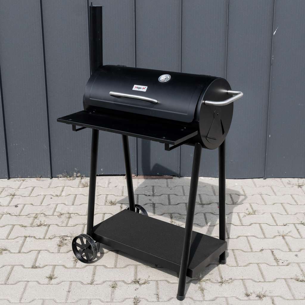 Mega-M Barbecue Carbone a Botte 53x29 cm con Coperchio Ricondizionato