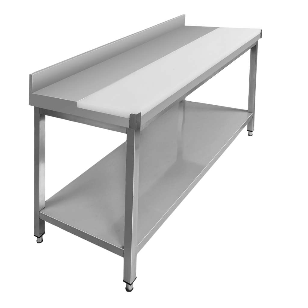 Mega-M Tavolo Inox Macellaio 180x70x85 Tagliere Ripiano
