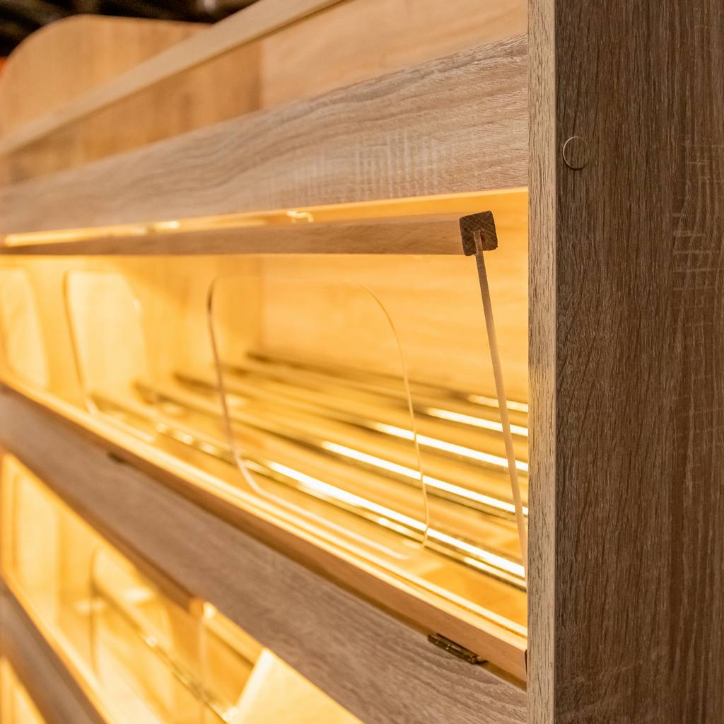 Scaffale pane 180x125x60 LED rovere 5 ripiani