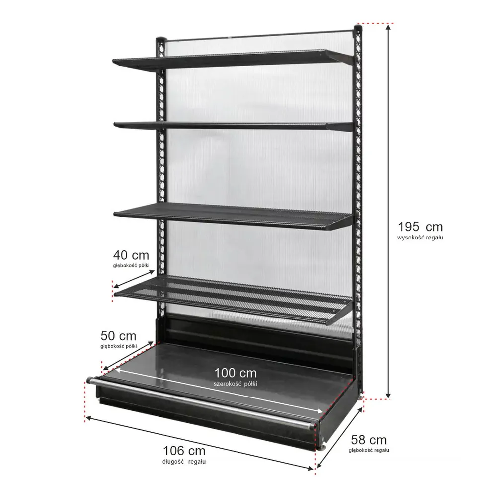 Wanzl H-195 scaffale negozio a parete 106 cm 4 ripiani