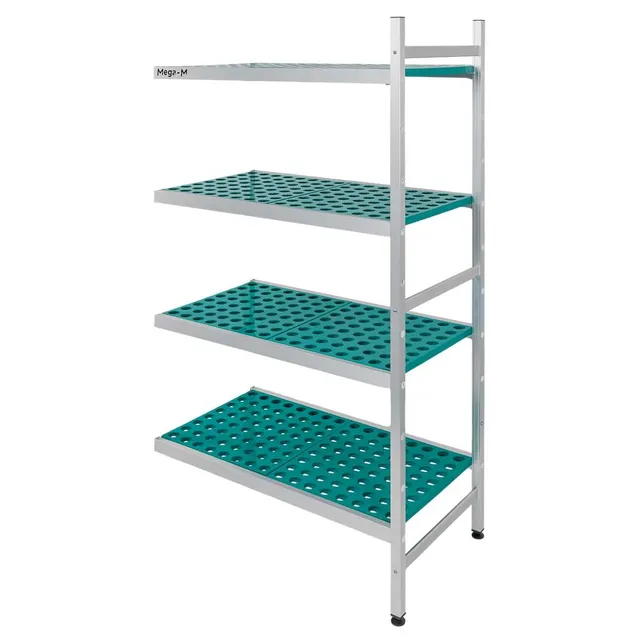 Mega-M ALUFRI Scaffale Alluminio 94x39x180 4 Ripiani PP Aggiuntivo