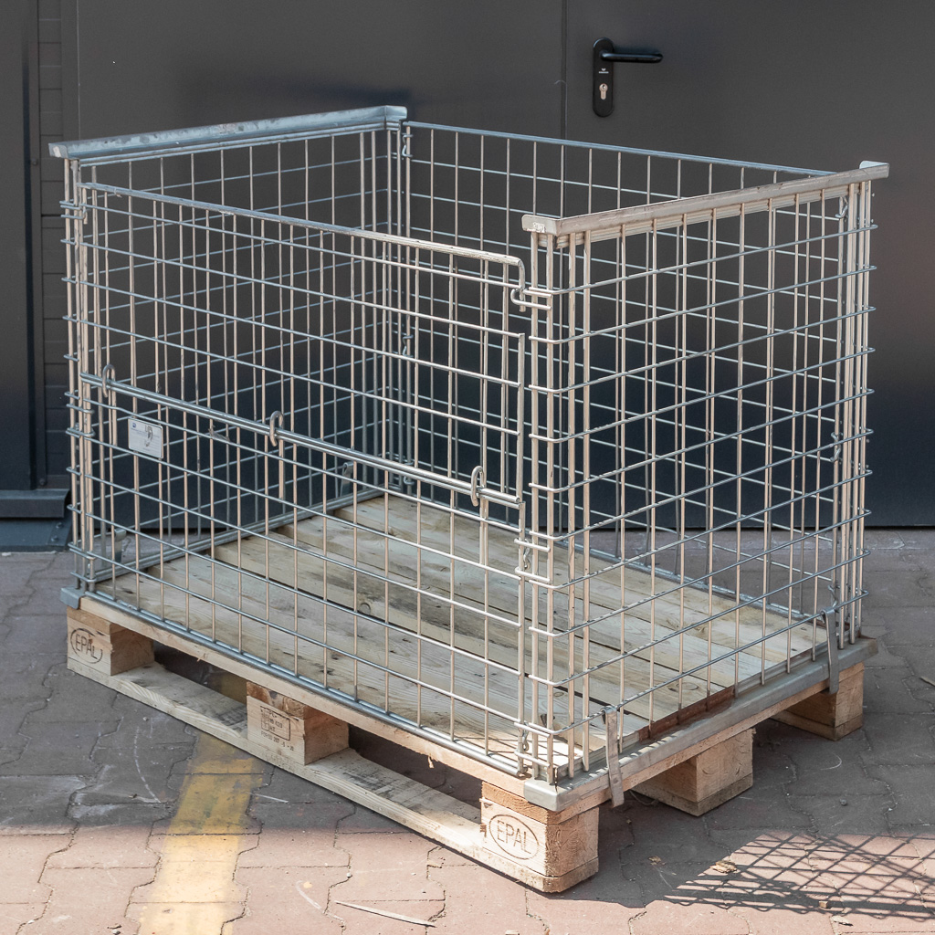 Gitterbox 120x80x90 cm cassa rete metallica lato apribile