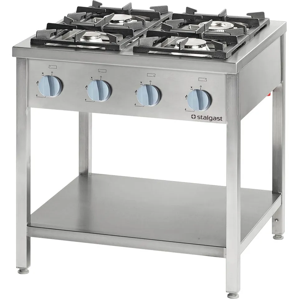 Stalgast 999551 cucina gas 4 fuochi 36kW G20 con ripiano