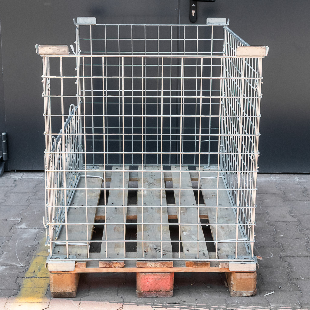 Gitterbox 120x80 cm cesta rete pallet sportello lungo