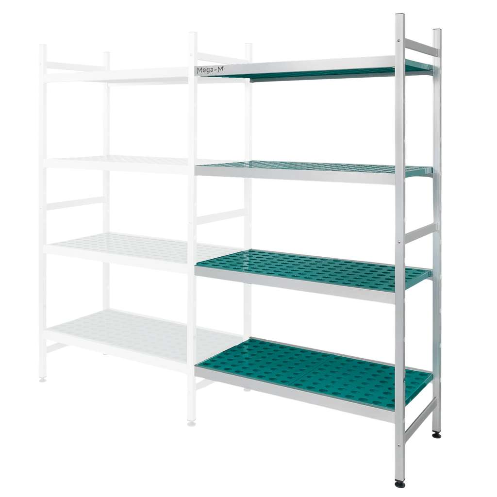 Mega-M ALUFRI Scaffale Alluminio 94x39x180 4 Ripiani PP Aggiuntivo