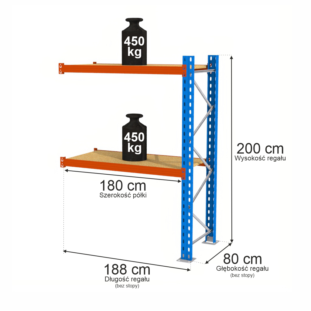 Mega-M XR 200x188x80 Scaffale Magazzino Aggiuntivo