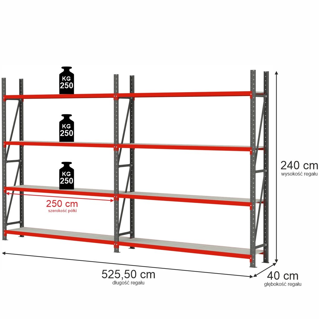 Mega-M Fortis H-240 L-525,5 G-40 scaffale 8 ripiani