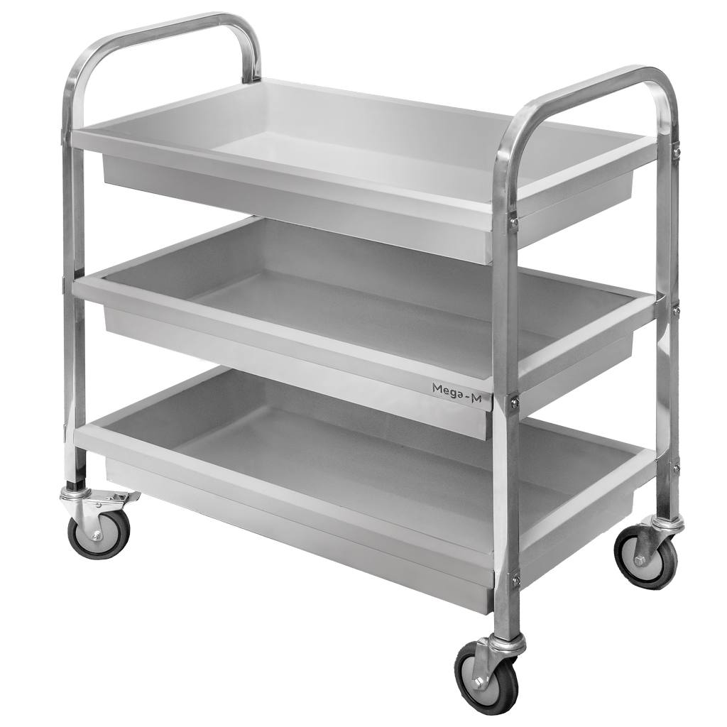 Mega-M Carrello Servizio Inox 3 Ripiani 85x45x90 cm