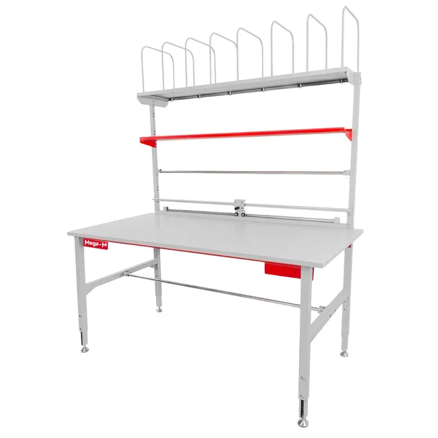 Mega-M S-200 Tavolo Imballaggio 200x80 cm Regolabile con Alzata