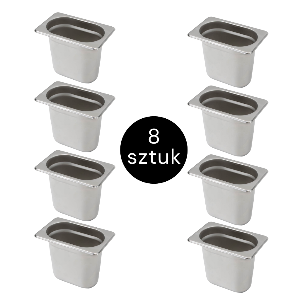 Mega-M GN 1/9 bacinella inox 17,6x10,8x15 cm 8 pezzi