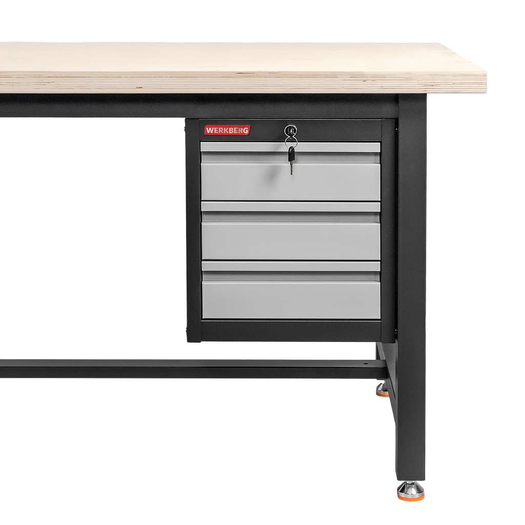WERKBERG S-200 banco da lavoro 200 cm 3 cassetti grafite