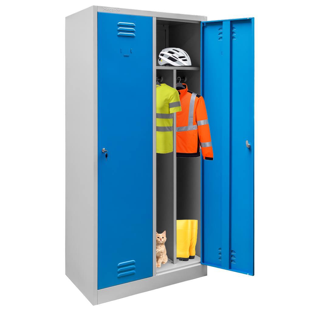 Mega-M S-80 armadio spogliatoio 2 ante 80 cm grigio blu