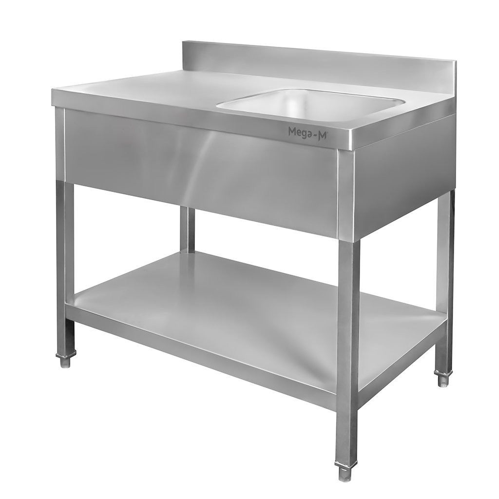 Mega-M 100x70x85 lavello inox vasca a destra con alzatina