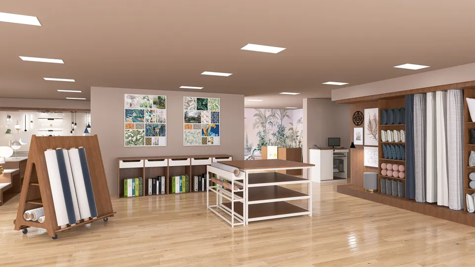 Design89 espositore tessuti per negozio