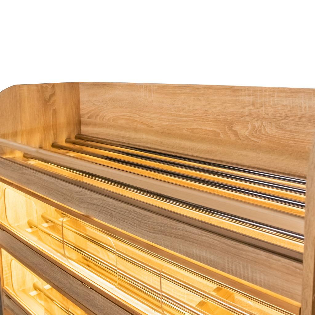 Scaffale pane 180x125x60 LED rovere 5 ripiani