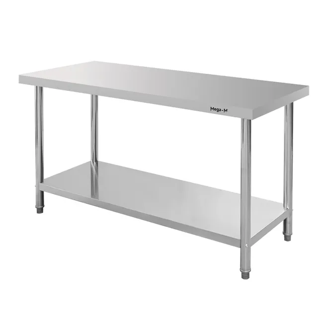 Mega-M Standard Tavolo Inox 150x70x85 cm con Ripiano