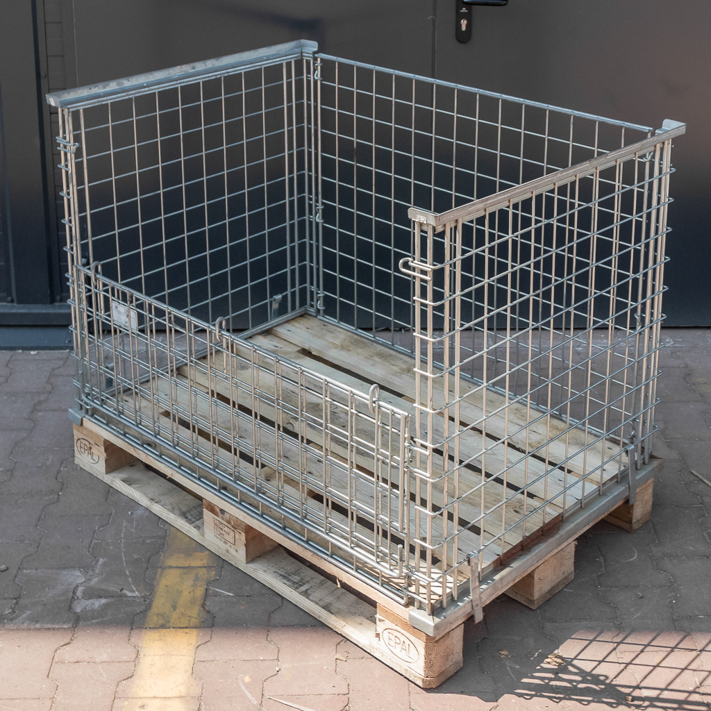 Gitterbox 120x80x90 cm cassa rete metallica lato apribile