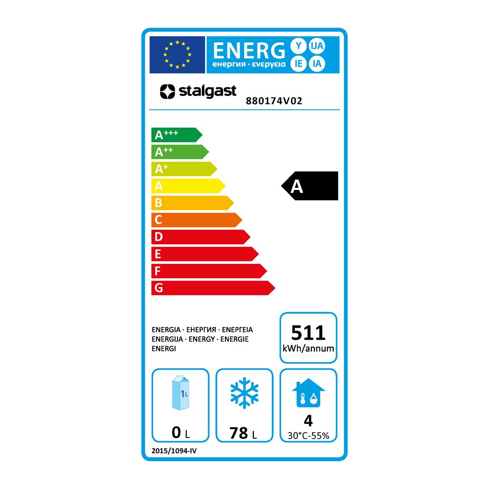 Stalgast 880174 congelatore sottobanco 129 L bianco