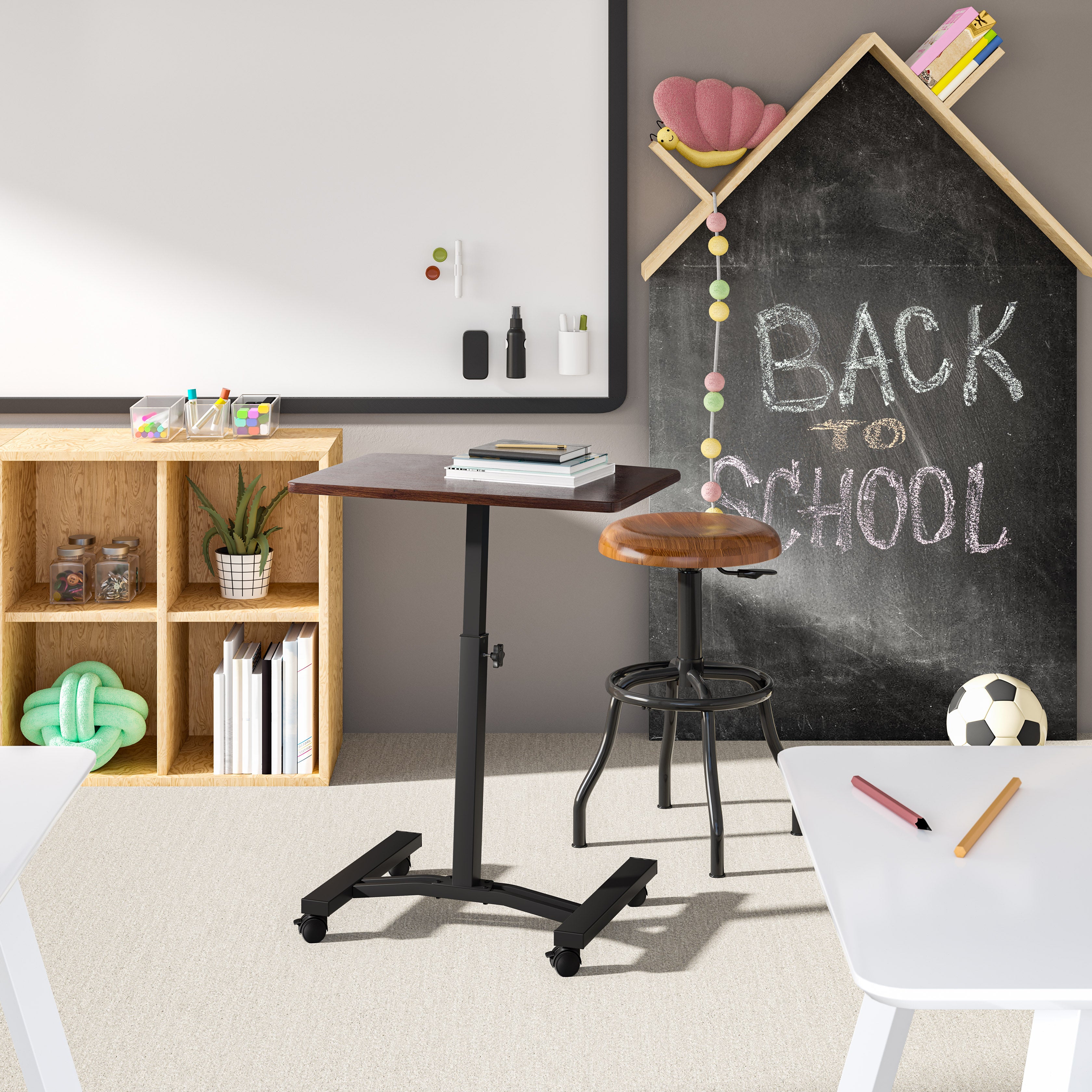 Seville Classics airLIFT carrello laptop noce regolabile 61-81 cm