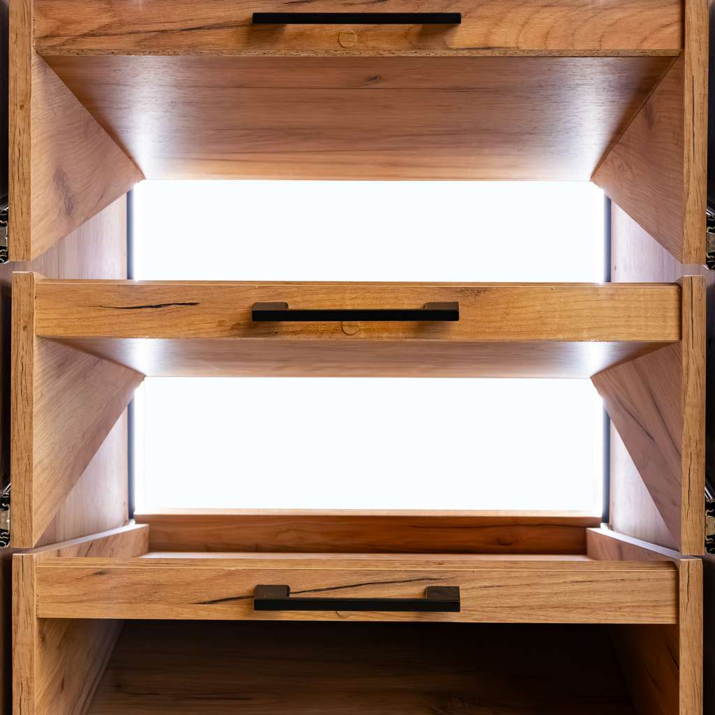 Mega-M banco cassa negozio 120x60x90 cm vetro LED rovere