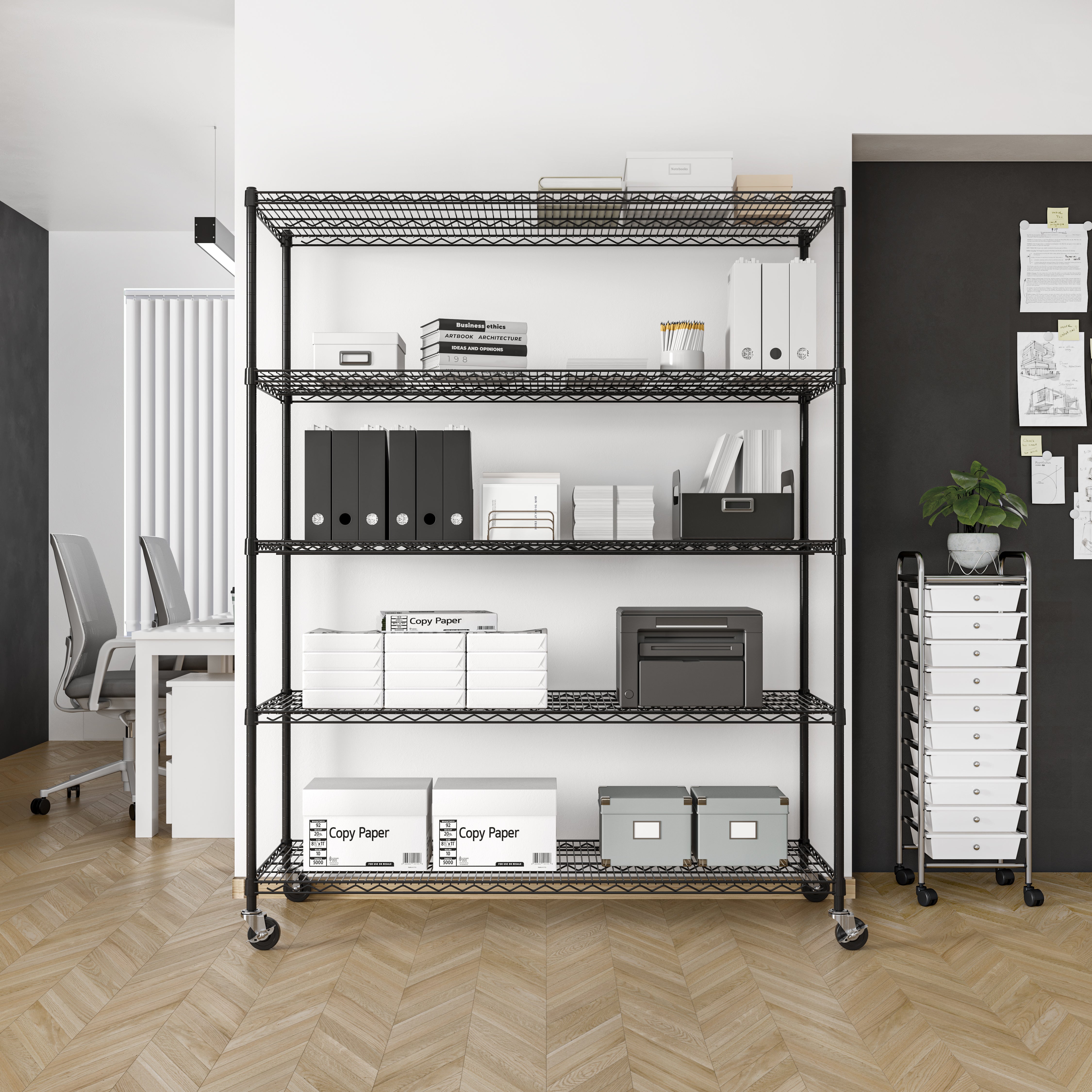 Seville Classics UltraDurable Scaffale Acciaio 5 Ripiani Nero