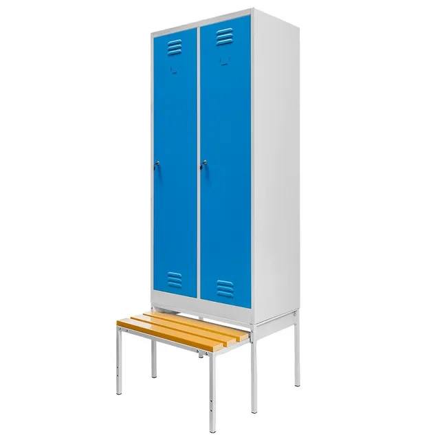 Mega-M S-80 cm armadietto spogliatoio 2 ante grigio blu panca