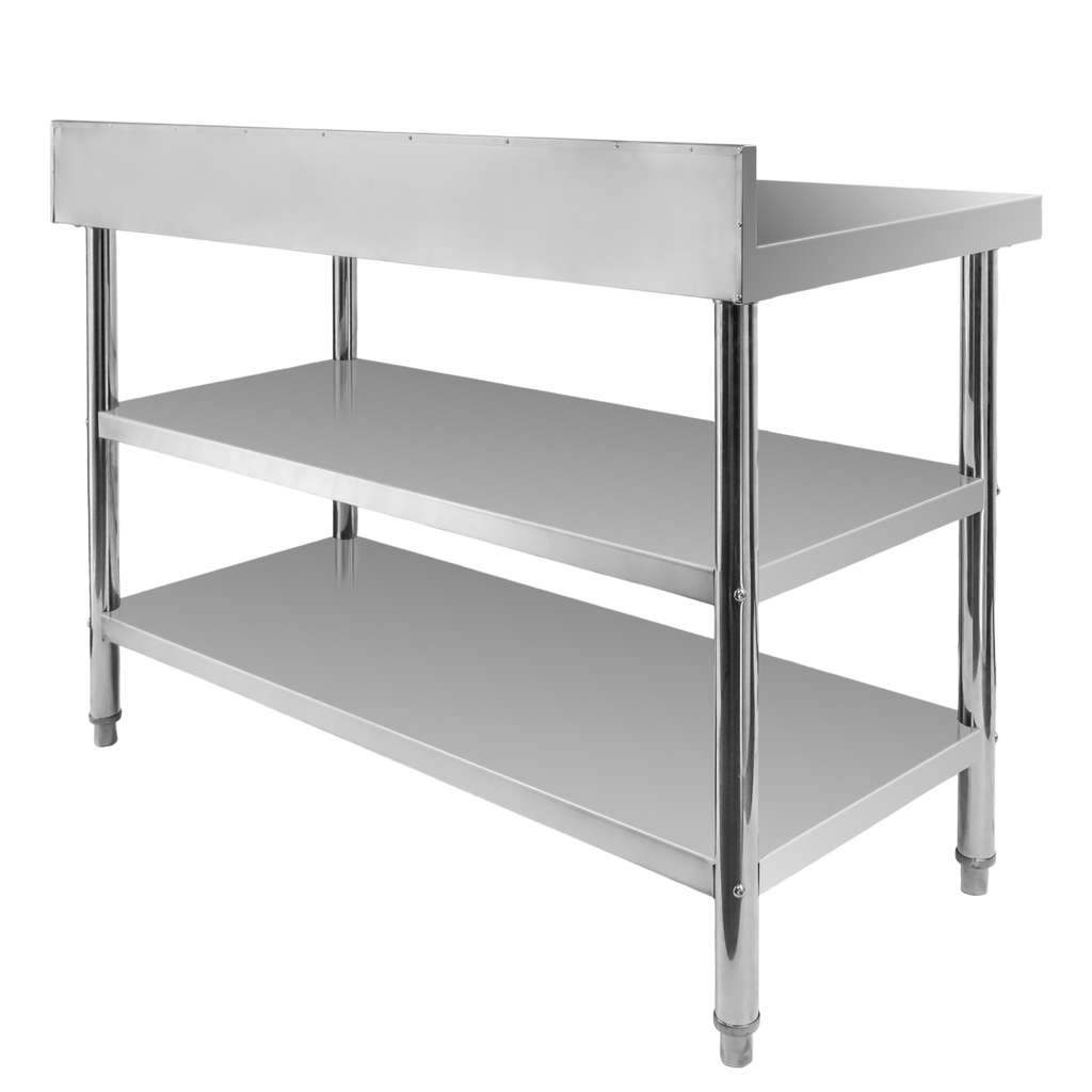 Mega-M X Standard tavolo inox a muro 120x60x85 cm 2 ripiani