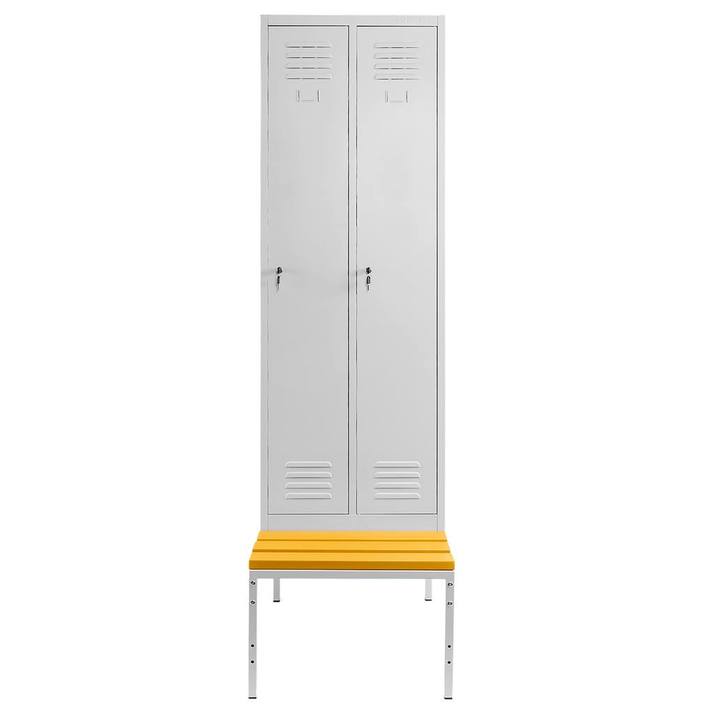 Mega-M Armadietto Spogliatoio 60 cm Grigio 2 Ante Panca