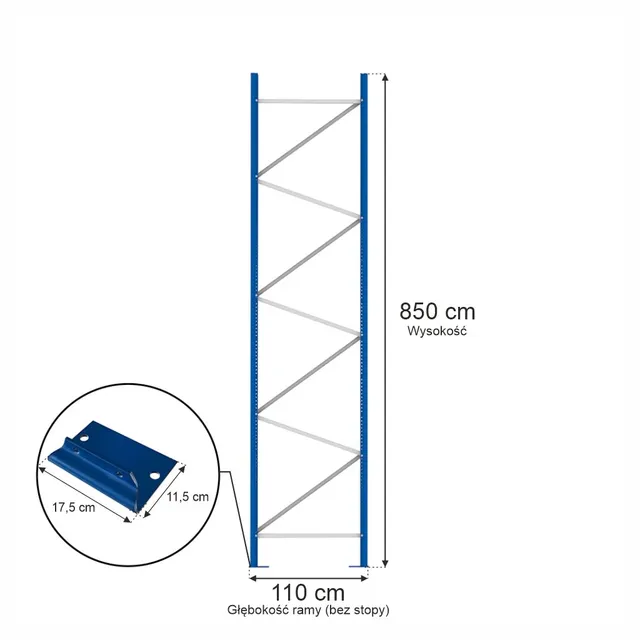 MECALUX H850 spalla scaffale portapallet 850x110 cm blu