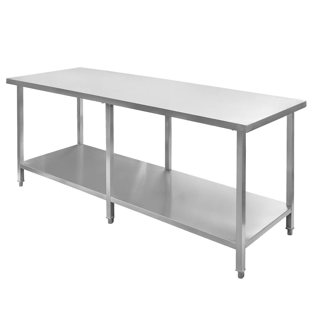 Mega-M tavolo inox centrale 200x80 cm con ripiano
