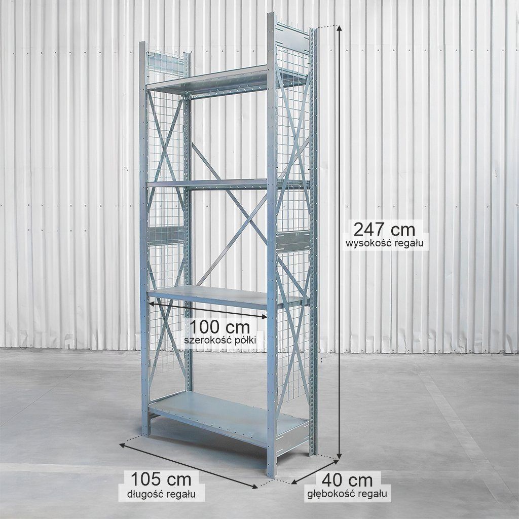 Dexion 247x105x40 scaffale magazzino 4 ripiani rete