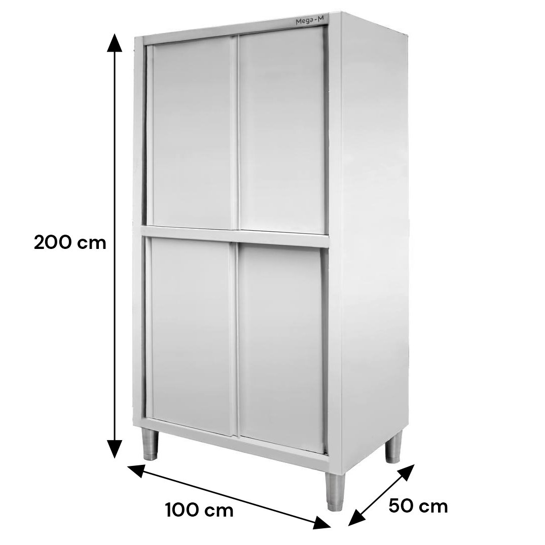 Mega-M 100x50x200 armadio inox passante 4 porte scorrevoli