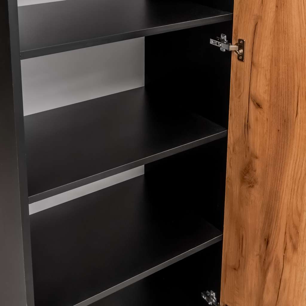 Mega-M Armadio Ufficio 5 Ripiani Rovere Kraft Nero 60x40x200