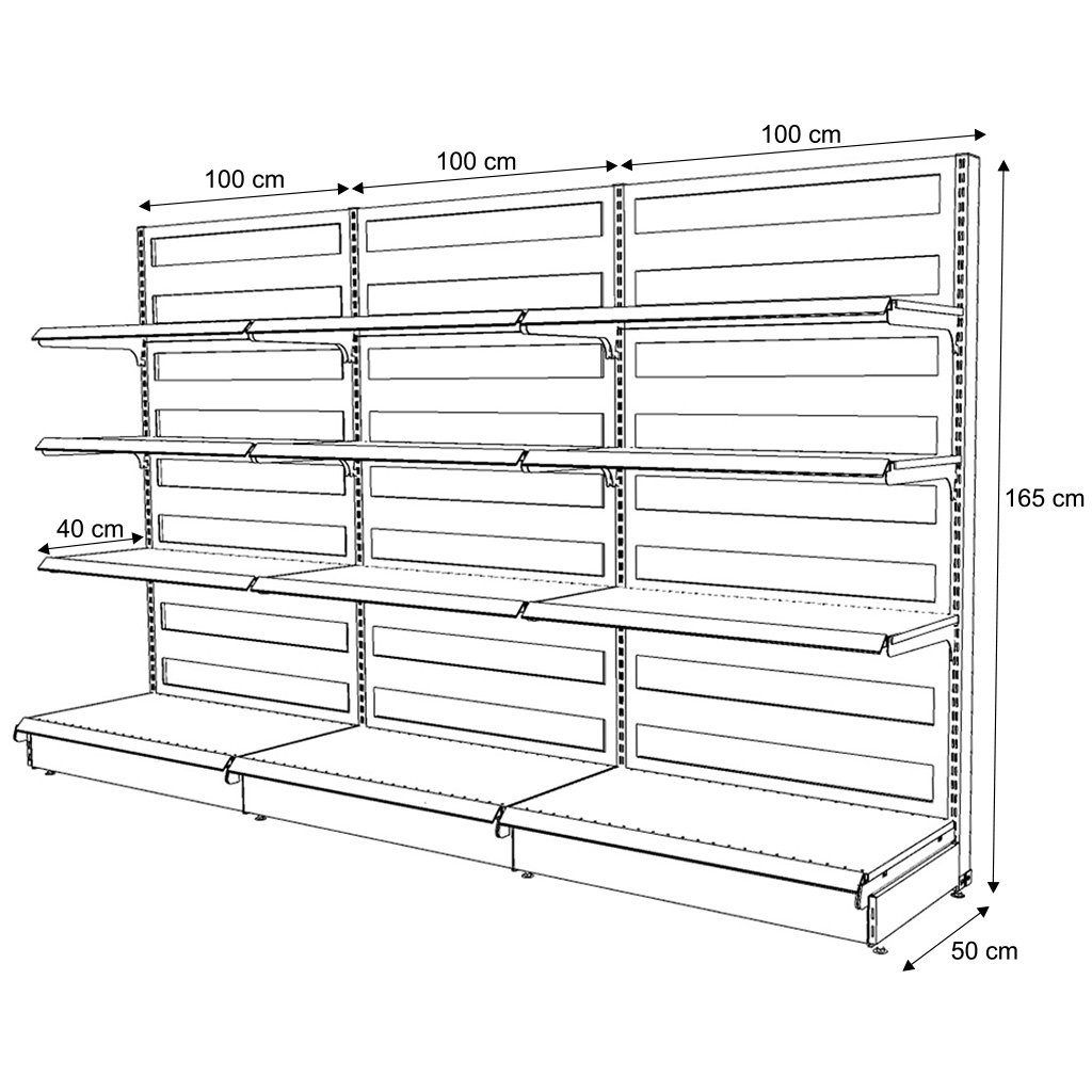 Mega-M Basic scaffale da negozio a parete H 165 L 303 cm antracite