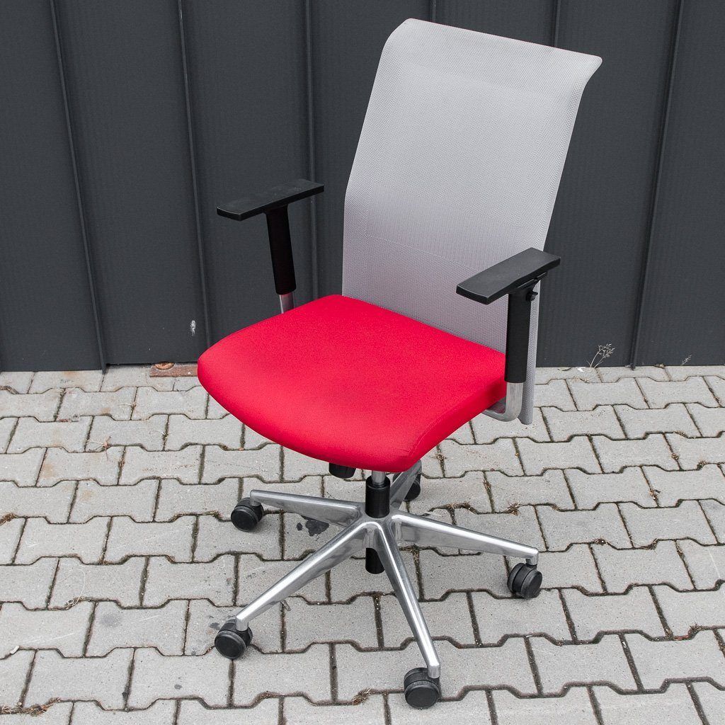 Sedia Ufficio Girevole Grigio-Rossa Ergonomica Schienale
