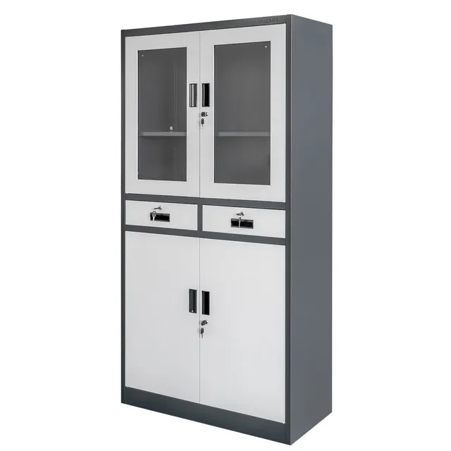 Mega-M WENUS Armadio Ufficio Metallo Vetro 90x40x185