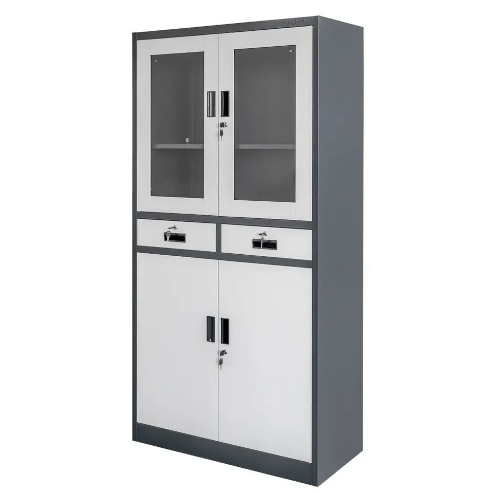 Mega-M WENUS Armadio Ufficio Metallo Vetro 90x40x185