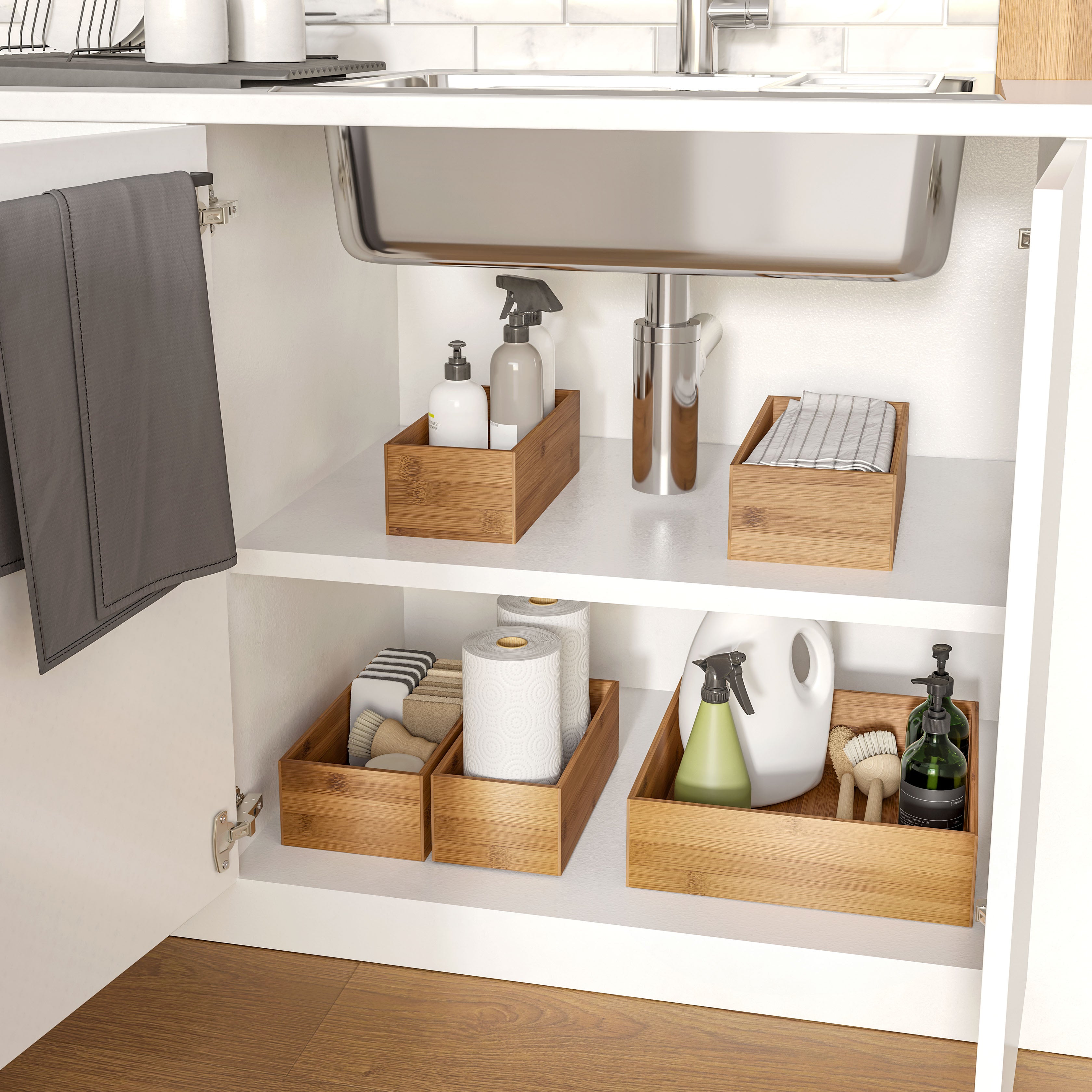 Seville Classics set 5 scatole bamboo organizer