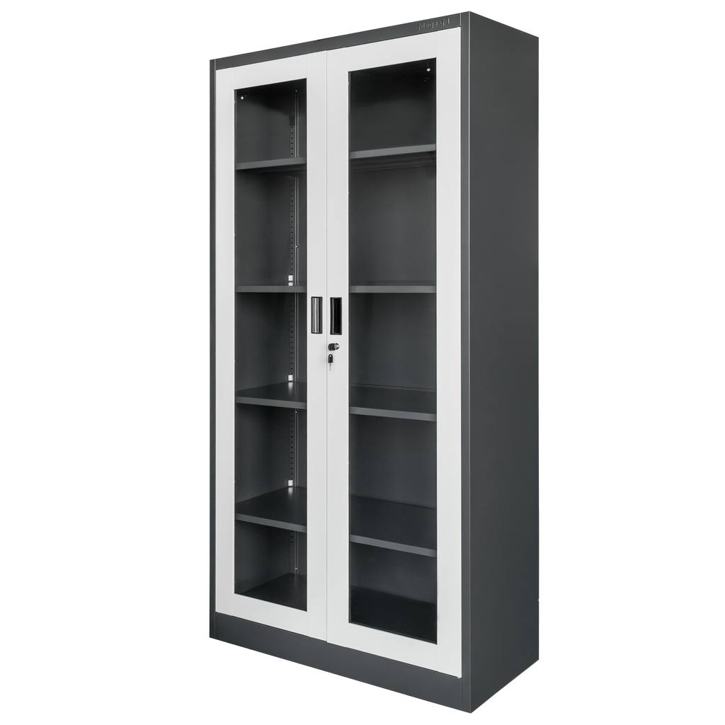 Mega-M Wenus armadio metallico con vetro 90x40x185 cm grafite